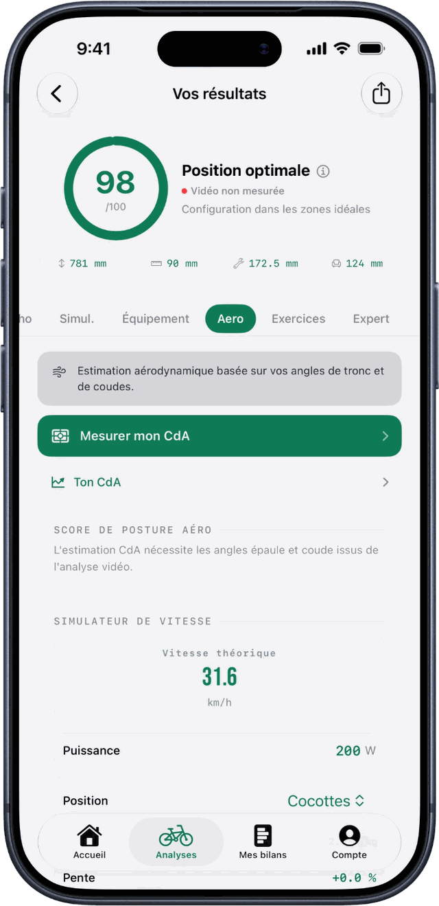 Module aéro de FramIQ : CdA et simulateur de vitesse